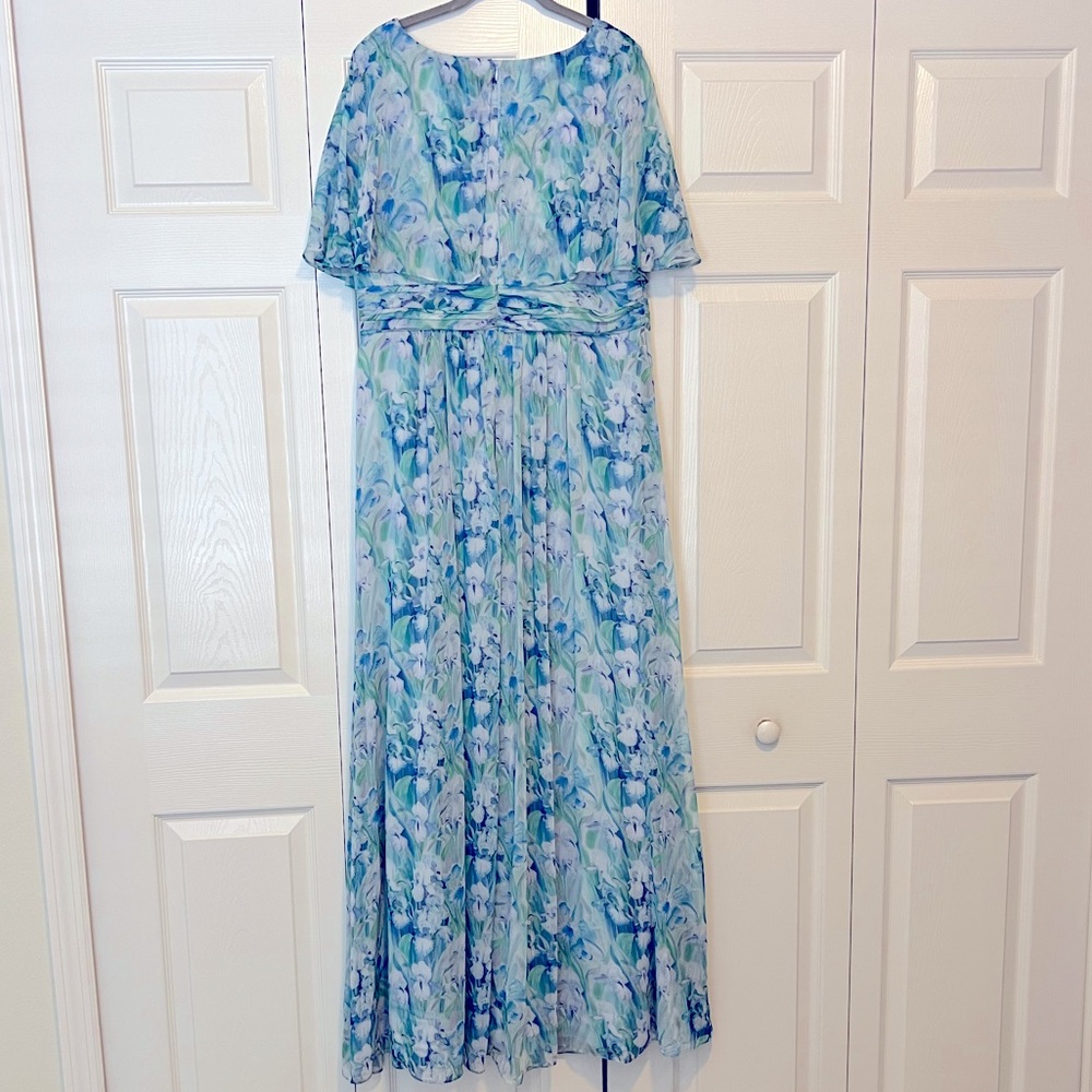 Adrianna Papell Blue and Green Floral Maxi Dress 14W - Picture 5 of 11